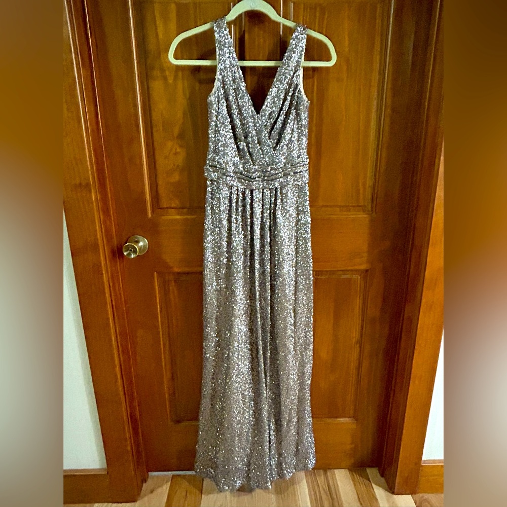 Gold Long Sparkly Evening Wedding Prom Dress Gown